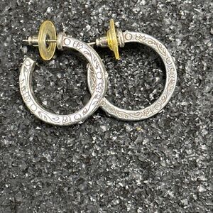 Brighton Silver Plated 1” hoop earrings with rhinestones